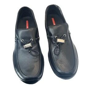 Prada Nappa Sport Black Leather Shoes IT 7 US 8 Made in Italy New